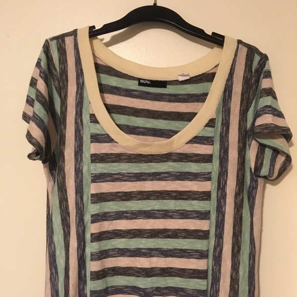 Striped Light Knit T-shirt Dress with Pockets - Picture 5 of 5